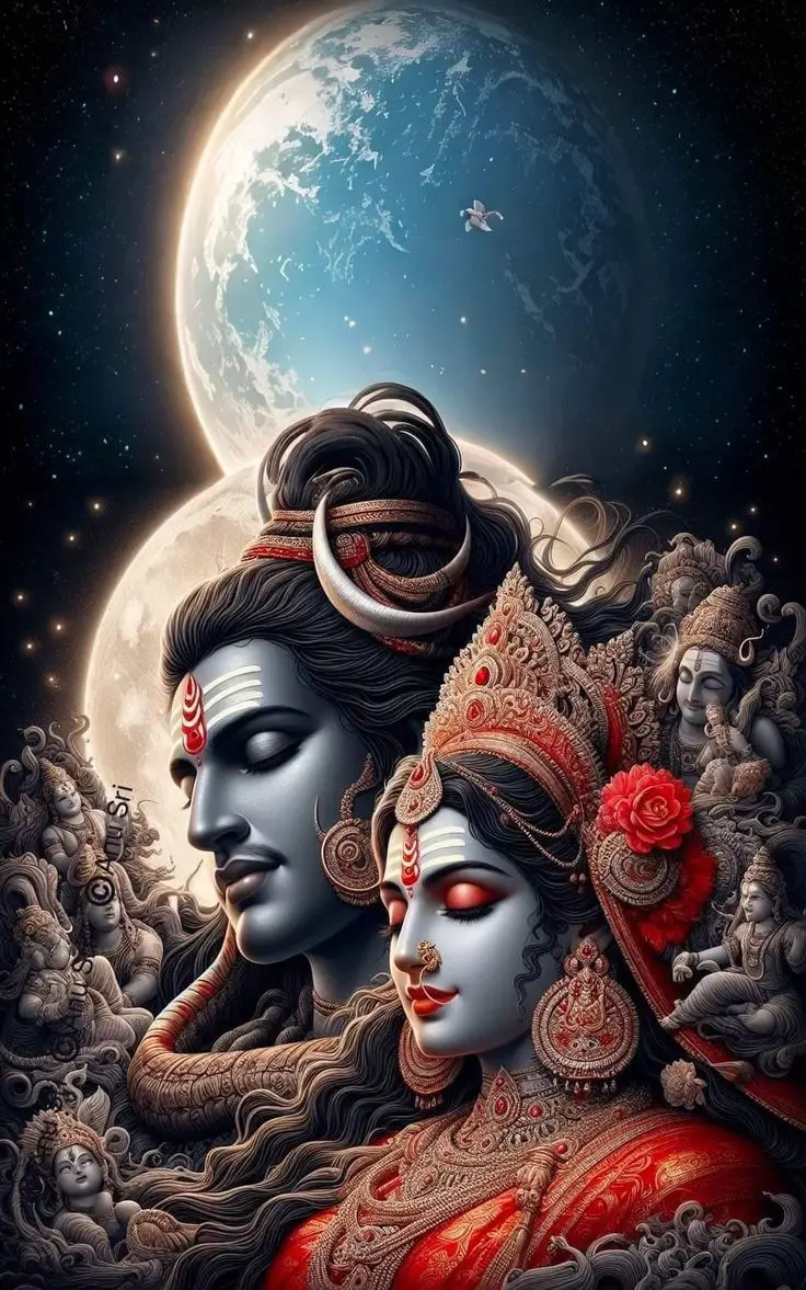 shiv-parvati-black-background-wallpaper